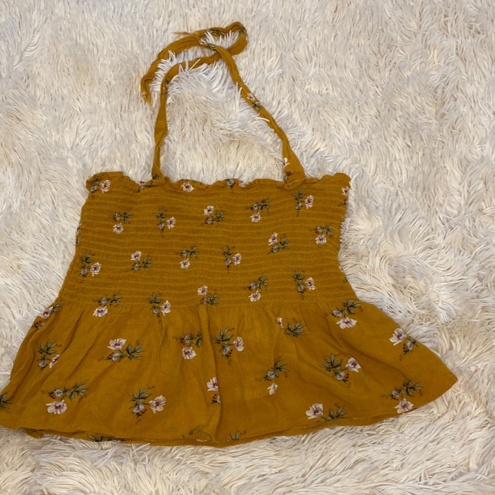 American Eagle yellow tube top with ties